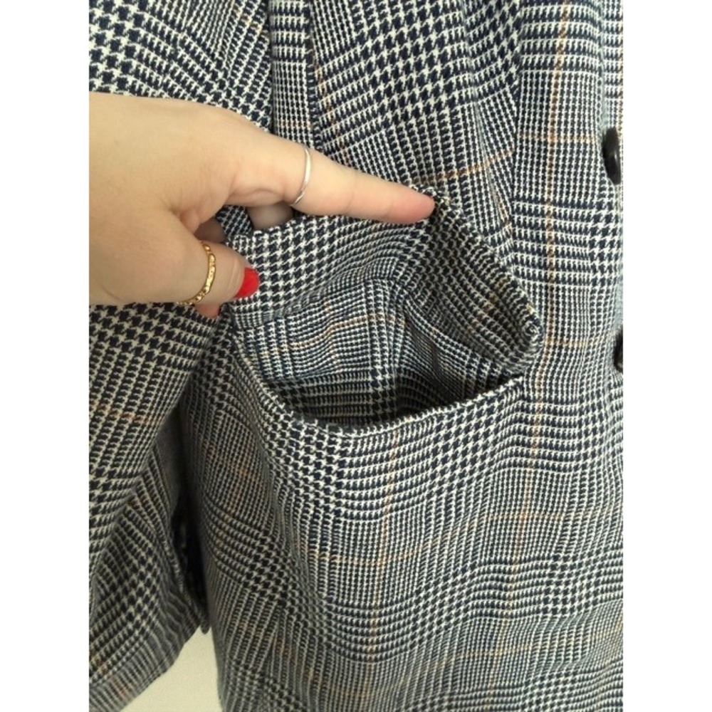 Veronica Beard Miller Dickey Blazer | Grey & Navy Glenplaid | RARE Size 18 - Picture 4 of 14